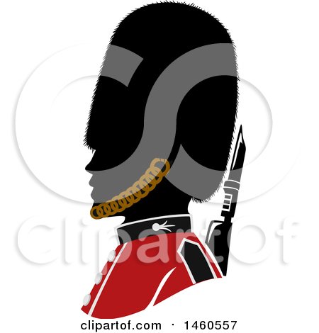 Clipart of a Silhouetted British Royal Guard Soldier in Profile - Royalty Free Vector Illustration by BNP Design Studio