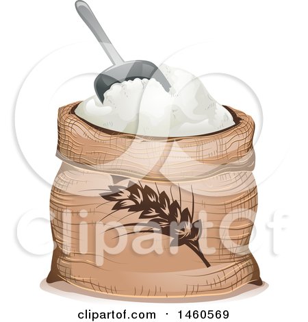 Clipart of a Wheat Flour Sack and Scoop - Royalty Free Vector Illustration by BNP Design Studio