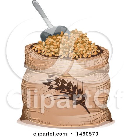 Clipart of a Wheat Sack and Scoop - Royalty Free Vector Illustration by BNP Design Studio