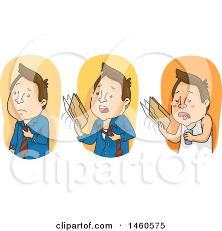 Clipart of a Business Man Shown Hot, Hotter and Hottest - Royalty Free Vector Illustration by BNP Design Studio
