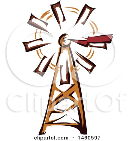 Clipart of a Farm Windmill - Royalty Free Vector Illustration by BNP Design Studio
