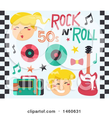 Clipart of Singers and 50s Rock and Roll Music Icons - Royalty Free Vector Illustration by BNP Design Studio