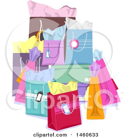 Clipart of a Group of Colorful Gift Bags - Royalty Free Vector Illustration by BNP Design Studio