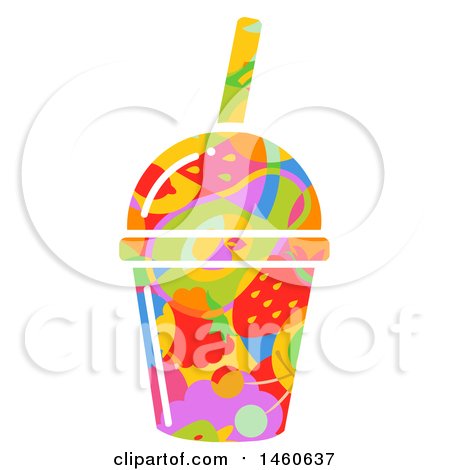Clipart of a Colorful Fruit Patterned Smoothie Cup - Royalty Free Vector Illustration by BNP Design Studio