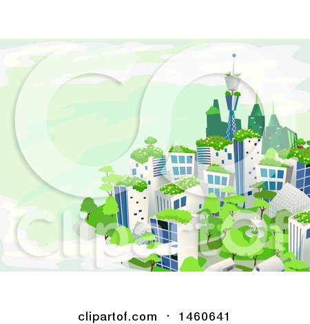 Clipart of a Green City with Trees - Royalty Free Vector Illustration by BNP Design Studio