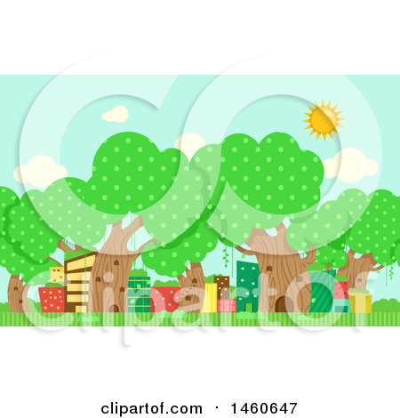 Clipart of a City with Trees - Royalty Free Vector Illustration by BNP Design Studio