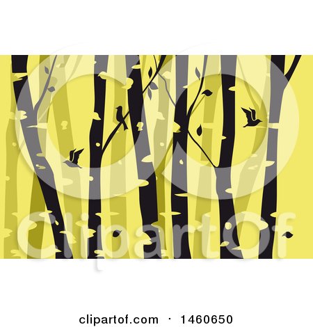 Clipart of a Backgrounds of Birds and Trees in a Forest - Royalty Free Vector Illustration by BNP Design Studio
