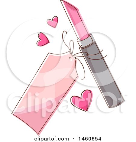 Clipart of a Sketched Price Tag, Hearts and Lipstick - Royalty Free Vector Illustration by BNP Design Studio
