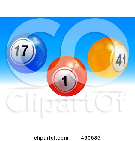 Clipart of a Blue and White Background with 3d Floating Numbered Balls - Royalty Free Vector Illustration by elaineitalia