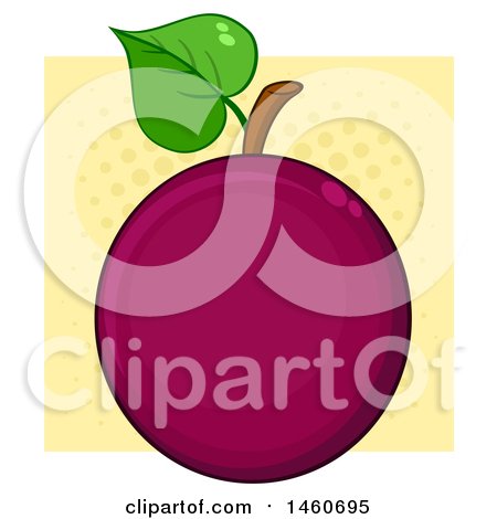 Clipart of a Passion Fruit over Halftone - Royalty Free Vector Illustration by Hit Toon