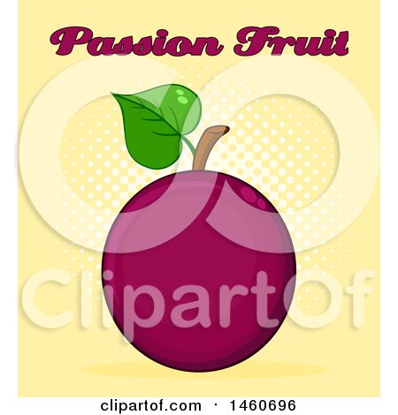 Clipart of a Passion Fruit with Text over Halftone - Royalty Free Vector Illustration by Hit Toon