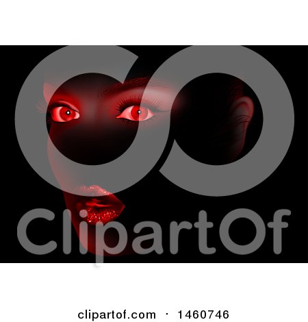 Clipart of a Womans Face Glowing Red Fading into Black - Royalty Free Vector Illustration by dero