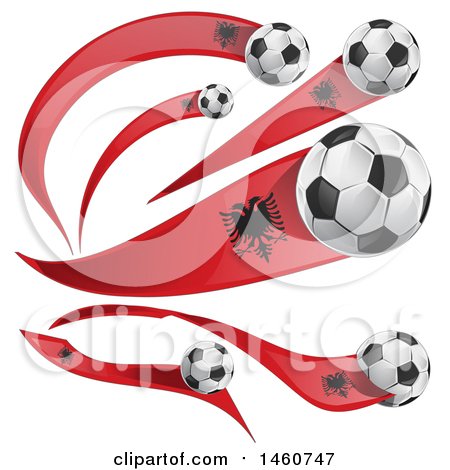 Clipart of 3d Soccer Balls and Albanian Flags - Royalty Free Vector Illustration by Domenico Condello