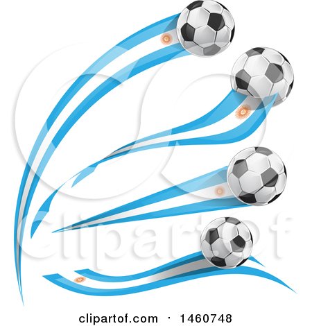 Clipart of 3d Soccer Balls and Argentine Flags - Royalty Free Vector Illustration by Domenico Condello