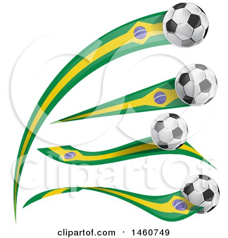 Clipart of 3d Soccer Balls and Brazilian Flags - Royalty Free Vector Illustration by Domenico Condello