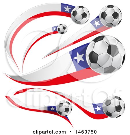 Clipart of 3d Soccer Balls and Chilean Flags - Royalty Free Vector Illustration by Domenico Condello