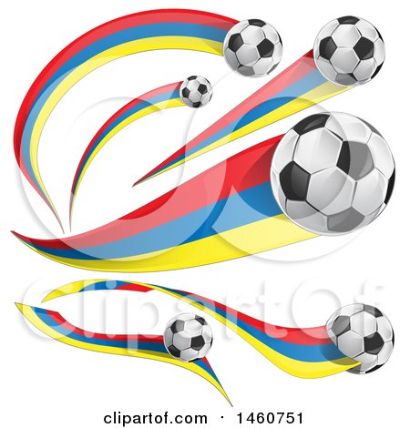 Clipart of 3d Soccer Balls and Colombian Flags - Royalty Free Vector Illustration by Domenico Condello