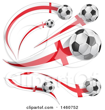 Clipart of 3d Soccer Balls and English Flags - Royalty Free Vector Illustration by Domenico Condello