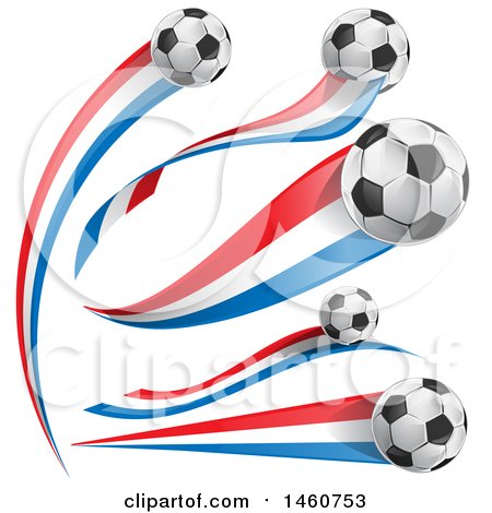 Clipart of 3d Soccer Balls and French Flags - Royalty Free Vector Illustration by Domenico Condello