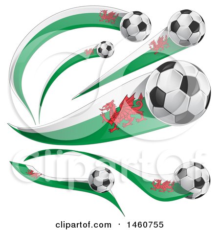 Clipart of 3d Soccer Balls and Whales Flags - Royalty Free Vector Illustration by Domenico Condello
