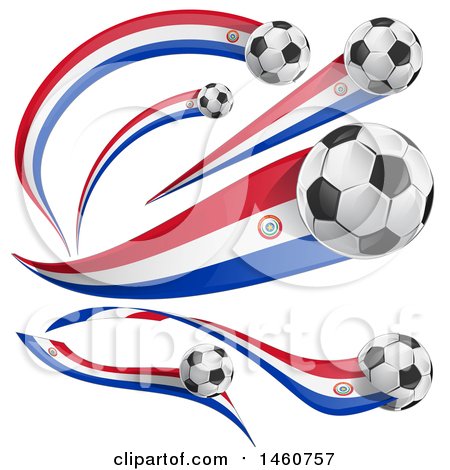 Clipart of 3d Soccer Balls and Paraguay Flags - Royalty Free Vector Illustration by Domenico Condello