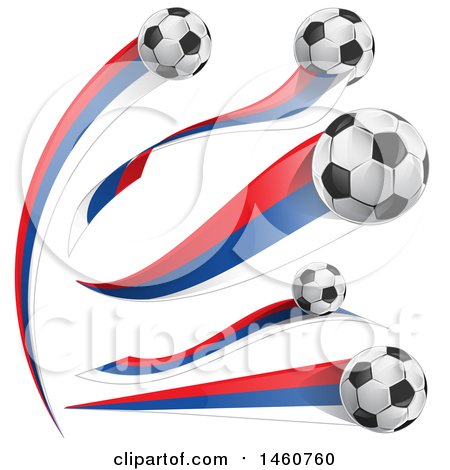 Clipart of 3d Soccer Balls and Russian Flags - Royalty Free Vector Illustration by Domenico Condello