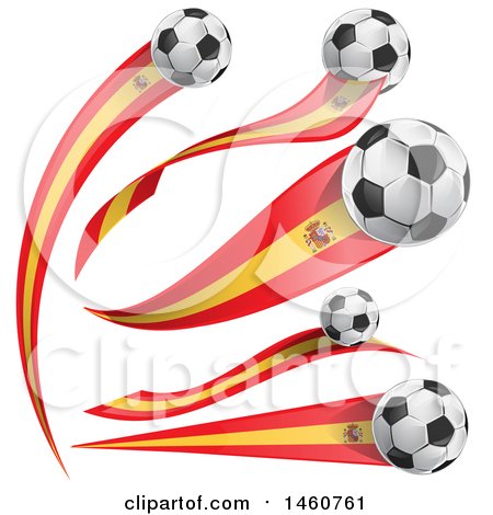 Clipart of 3d Soccer Balls and Spanish Flags - Royalty Free Vector Illustration by Domenico Condello