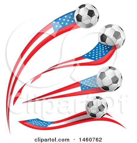 Clipart of 3d Soccer Balls and American Flags - Royalty Free Vector Illustration by Domenico Condello