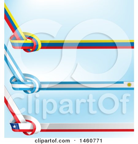 Clipart of Chilean, Uruguayan and Colombian Flag Knots - Royalty Free Vector Illustration by Domenico Condello