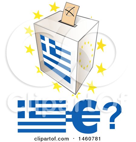 Clipart of a Greek Ballot Box, Flag and Euro - Royalty Free Vector Illustration by Domenico Condello