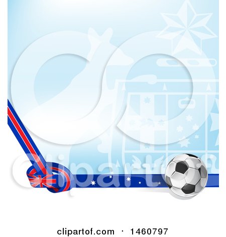 Clipart of 3d Soccer Ball and Australian Background - Royalty Free Vector Illustration by Domenico Condello