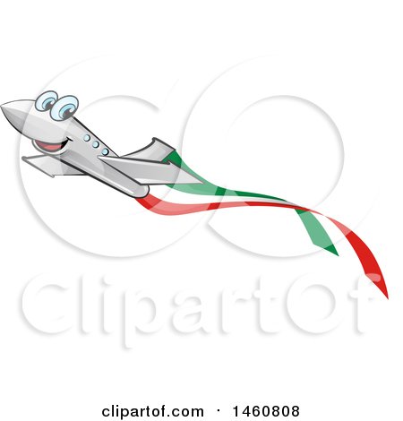 Clipart of a Happy Airplane with an Italian Flag - Royalty Free Vector Illustration by Domenico Condello