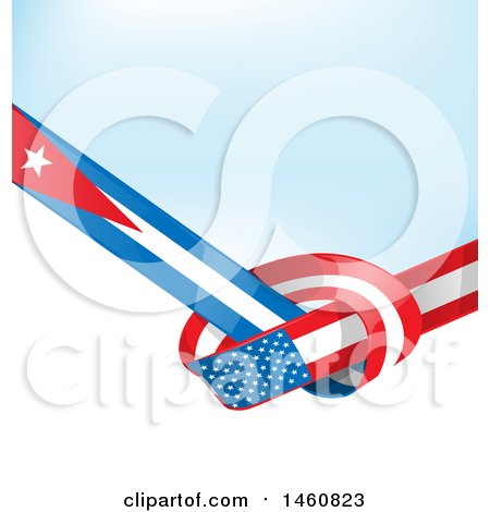 Clipart of a Cuban and United States Flag Background - Royalty Free Vector Illustration by Domenico Condello