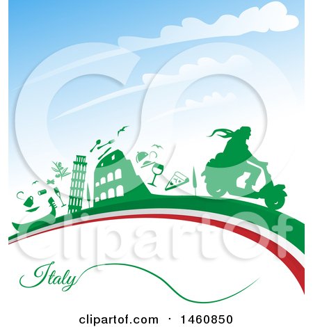 Clipart of an Italian Flag and Icons - Royalty Free Vector Illustration by Domenico Condello