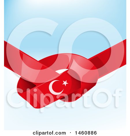 Clipart of a Turkish Flag Background - Royalty Free Vector Illustration by Domenico Condello