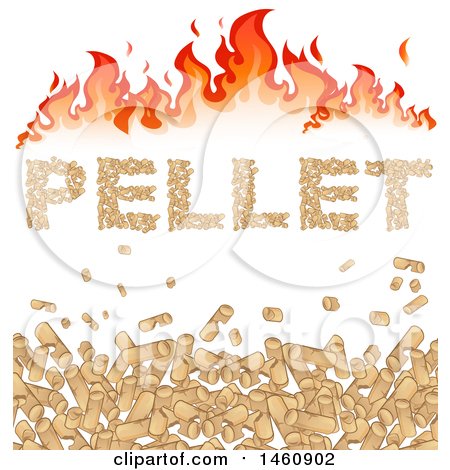 Clipart of Heating Pellets Forming the Word Pellet Under Flames - Royalty Free Vector Illustration by Domenico Condello