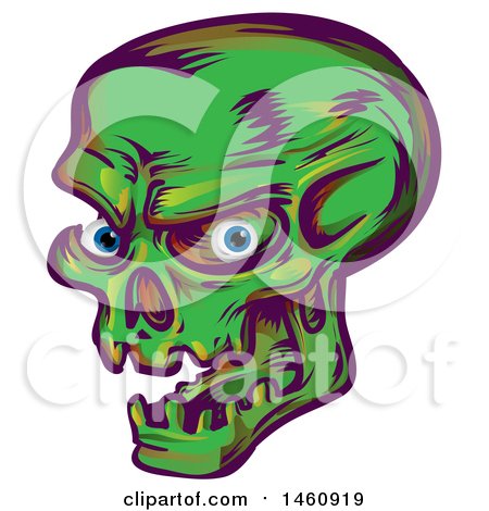 Clipart of a Green Skull - Royalty Free Vector Illustration by Domenico Condello