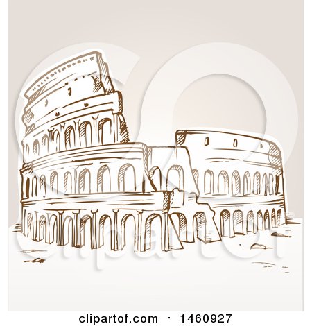 Clipart of a Sketched Coliseum - Royalty Free Vector Illustration by Domenico Condello