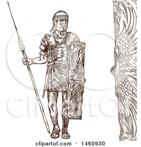 Clipart of a Sketched Roman Soldier - Royalty Free Vector Illustration by Domenico Condello
