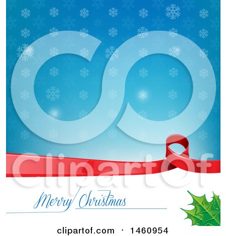 Clipart of a Merry Christmas Greeting and Snowflake Background - Royalty Free Vector Illustration by Domenico Condello