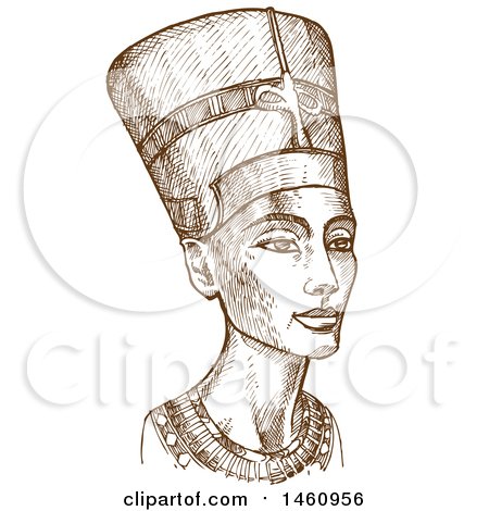 Clipart of a Sketch of Ancient Egyptian Nefertiti - Royalty Free Vector Illustration by Domenico Condello