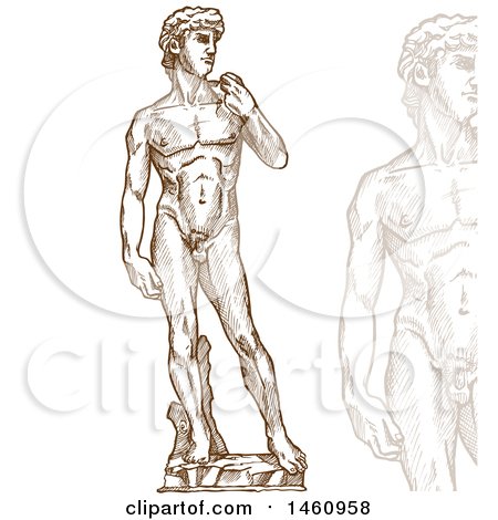 Clipart of a Sketched Statue of David - Royalty Free Vector Illustration by Domenico Condello