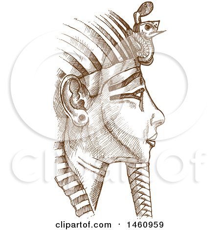 Clipart of a Sketched Tutankhamun Mask - Royalty Free Vector Illustration by Domenico Condello