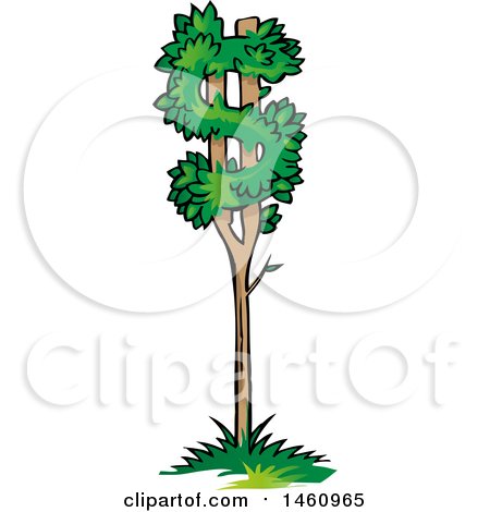 Clipart of a Dollar Currency Tree - Royalty Free Vector Illustration by Domenico Condello