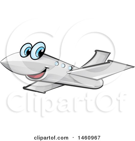 Clipart of a Cartoon Happy Plane - Royalty Free Vector Illustration by Domenico Condello