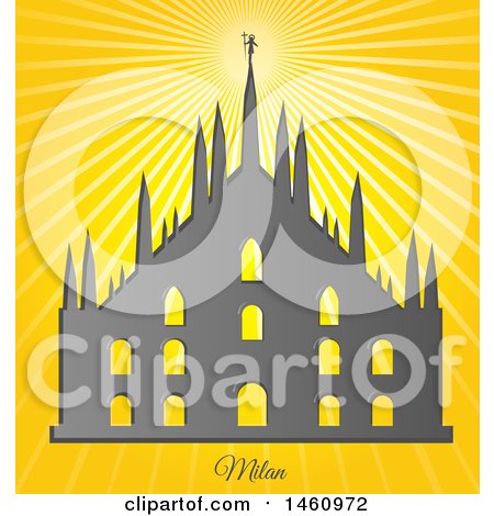 Clipart of a Milan Cathedral over Sunshine - Royalty Free Vector Illustration by Domenico Condello