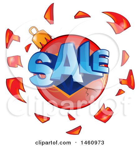 Clipart of a Shattered Christmas Bauble and Sale Text - Royalty Free Vector Illustration by Domenico Condello