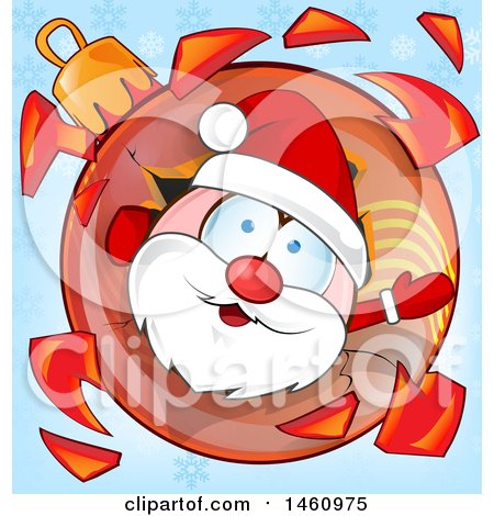 Clipart of a Shattered Christmas Bauble and Santa - Royalty Free Vector Illustration by Domenico Condello