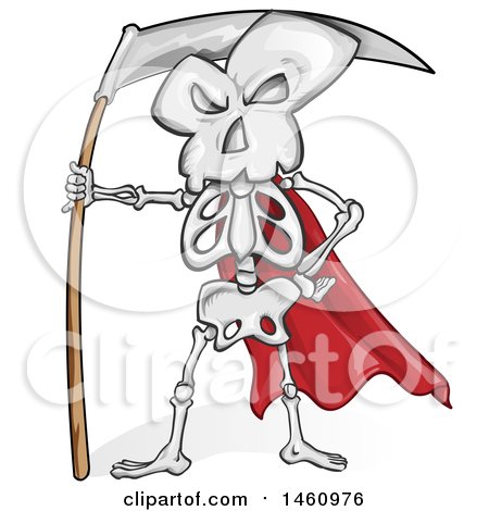 Clipart of a Skeleton and Scythe - Royalty Free Vector Illustration by Domenico Condello