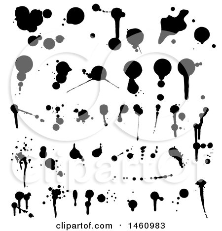 Clipart of Black Ink Splatter Design Elements - Royalty Free Vector Illustration by Domenico Condello